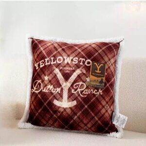 Yellowstone Silk Touch Sherpa Pillow 22in x 22in Yellowstone Dutton Tartan